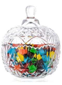 Buy Tent Shaped Crystal Glass Sugar Bowl Jar | Candy Dish with Lid | Candy Jar | Candy and Nuts Storage Bowl in UAE