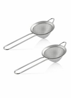 Buy Fine Mesh Strainer 2 Pcs 3.3 Inches Stainless Steel Tea with Long Handle Small Conical Strainers Sieve for Cocktail Coffee Food Rust Proof Easy to Clean (Silver) in Saudi Arabia