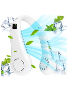 اشتري Bladeless Fan Portable Neck Fan 5 Gear Leafless Digital Display Hanging Neck 3000mAh Large Capacity Lazy Air Conditioner USB Handheld Small Fan في الامارات