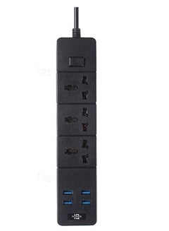 Buy Electrical Extension with 3 Power Outlets and 4 USB Ports / Black / Capacity 2500W / Size 4 Meter in Saudi Arabia