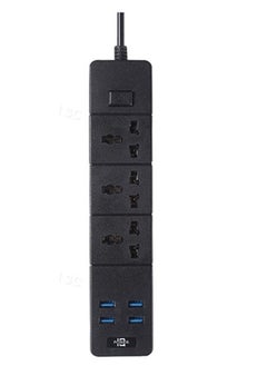 اشتري وصلة كهربائية ب3 منافذ طاقة و4 منافذ USB / أسود/ بقدرة 2500W / مقاس 4 متر في السعودية