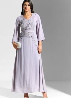 Buy Embellished Flared Sleeve Tie Dress in UAE