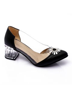 Buy Heeled Shoes - Transparent With A Crystal In The Front - Black in Egypt