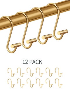 Buy 12 PACK Gold Shower Curtain Hooks Rings, Decorative Rings for Bathroom Rod, Premium Rust-Resistant Metal Hangers T Shaped Design in UAE