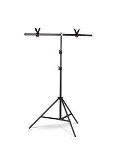 Buy Andoer 1 * 2m/3.2 * 6.5ft T-Shape Backdrop Stand Background Bracket Kit Aluminum Alloy Material Heavy Duty Portable Adjustable Height for Photography Video Studio with Spring Clip Black in UAE