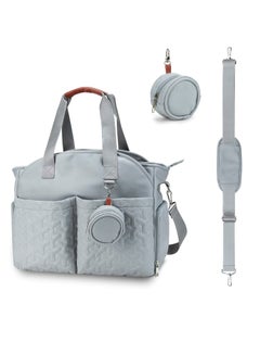 Buy Multifunctional Baby Changing Bag, Large Capacity Waterproof Tote Satchel Messenger Bag Portable Travel Diaper with Pacifier Light Blue in UAE