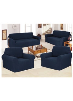 Buy Stretch Fit 7 Seater Sofa Cover Set 3211 Combination Soft Brushed Fabric Couch Cover Exquisitely Full Coverage Furniture Protector Slipcover Seven Seater Fits on Standard and Recliner Sofa Navy in UAE