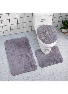 اشتري 3-Piece Bathroom Anti-slip Floor Mat Toilet Mat Set في السعودية