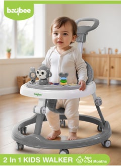 Buy Drono Pro Baby Walker For Kids, Round Kids Walker With Parental Push Handle, 4 Seat Height, Baby Push Walker With Tray & Musical Toy Bar Toddler Walker For Baby 6-18 Months Boy Girl Green in Saudi Arabia