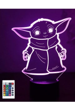 اشتري 16 Colors 3D Multicolor Night Light 3 Pattern  Hologram Effect LED Illusion Table Lamp  Remote Control  Bedside Desk Decor Lamp  Christmas Halloween Birthday Gift for Children Kids Baby Yoda في الامارات