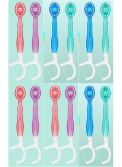 Buy 12 Pcs 3-in-1 Disposable Toothbrushes Travel Toothbrush Oral Care with Floss Tongue Scraper Toothbrush, Tooth Flossing Inter Dental Brush with Toothpaste in Saudi Arabia