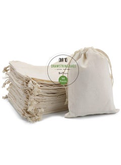 اشتري Cotton Drawstring Bags Ecofriendly Muslin Bags (5 By 7 Inch) Gift Bags Party Favor Bags Unbleached Cotton Pouches Sachet Bagfabric Bagscloth Bags(50 Pieces) في الامارات