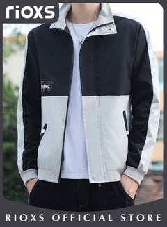 Buy Men's Waterproof and Windproof Slim Fit Outdoor Jacket Autumn Crew Hooded Lined Full Zipper Lightweight Jacket in UAE