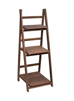 Buy Wooden Foldable Plant Stand Book Shelf Display Flower Rack Stand 3 Layer Solid Wood Ladder Design Flower Vase Shelves Bathroom Shelf (Brown) in UAE