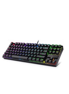 Buy Wired Mechanical Blue Switch Gaming Keyboard, RGB Rainbow Backlit Keyboard for Windows PC Gaming (87 Keys, Black) in Saudi Arabia