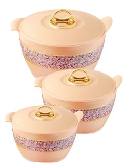 Buy Rashi Olivia Premium Insulated Casserole Set of 3 Pieces-1800ml,2600ml and 3600ml, Cream. in Saudi Arabia