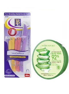 Buy Razors for Women to Remove Facial and Body Hair 3 Blades +Nature Republic Soothing Aloe Vera 92% Gel in Saudi Arabia