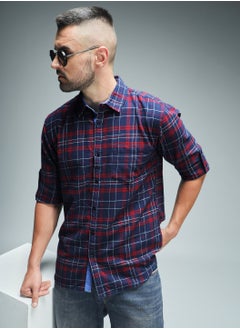 Buy Red Standard Tartan Checked Casual Shirt for Men in UAE