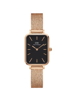 اشتري Daniel Wellington Quadro Pressed Melrose Black Watches for Women with Rose Gold Mesh Strap - 20x26mm في السعودية