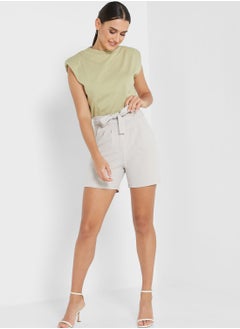 Buy Belt Detail High Waist Shorts in UAE