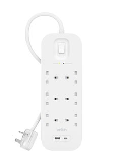 Buy Belkin 6-outlet Surge Protector 18W USB-A & USB-C Ports 2M in Saudi Arabia