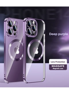 Buy iPhone 14 Pro Max Case Electroplated Dustproof Magnetic Phone Case Purple in UAE