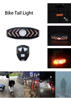 Buy Bicycle tail light with remote control, bicycle light group, USB rechargeable bicycle tail light, turn signal, waterproof 5 modes, night riding warning light, red light, road mountain biking equipment, suitable for riding, 9.75*3.4cm in Saudi Arabia