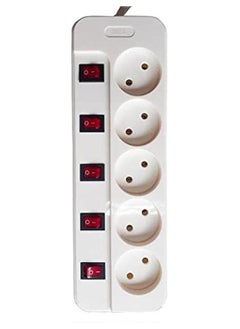 اشتري Electrical strip, 5 ports, 1.5 mm wire - 2 meters, white في مصر