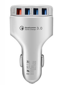 Buy USB C Car Charger Fast Charge, Super Fast USB Charger Adapter 4 Port QC 3.0 Car Charger USB Fast Charging (White) in Saudi Arabia