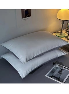 Buy Ice Silk Single Pillow Sleeve Cool And Soft With Silky Touch The Whole Summer White/Silver Grey in Saudi Arabia