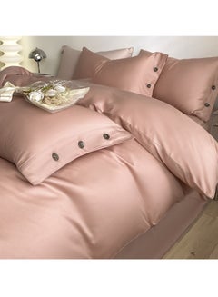 اشتري Bed Cover Set, Soft Luxurious Pure Bedsheet Set, Long-staple Cotton Simple Solid Color Bed Sheet Quilt Cover Bedding Twill Cotton Set, ( Light bean paste color, 2.0m bed sheet four-piece set) في السعودية