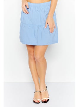 Buy Women Solid Mini Skirt, Blue in UAE