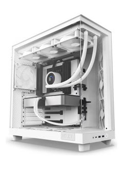 اشتري NZXT H6 Flow Compact Dual-Chamber Airflow Mid-Tower ATX Case, Panoramic Glass Panels, Up to 360 mm Radiator & 3x 120mm F120Q Fans, Cable Management, USB-C 3.2 / USB-A 3.2, White في الامارات