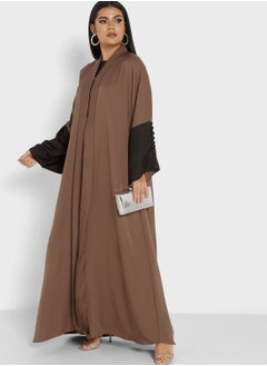 Buy Self Textured Detail Abaya in UAE