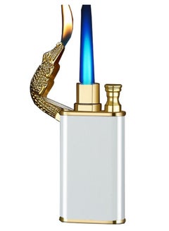 Buy Refillable Magic Windproof Dual Arc Double Flame Lighter Gold Crocodile（Without Gas） in UAE