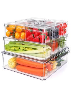 Buy MahMir® 10 Pack Fridge Organizer, Stackable Refrigerator Organizer Bins with Lids, BPA-Free Produce Fruit Storage Containers for Storage Clear for Food, Drinks, Vegetable Storage in UAE