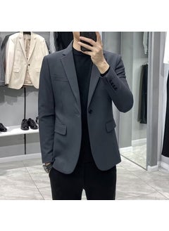 اشتري 2023 Slim Fit Casual Blazer Mens Spring Autumn Trendy JacketX828 dark gray X828 dark gray في السعودية