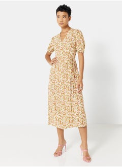 Buy Floral Print Puff Sleeve Dress in Saudi Arabia