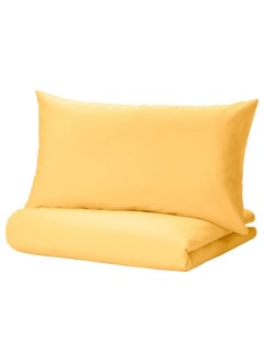 Buy Duvet Cover And Pillowcase, Yellow, 150X200/50X80 Cm in Saudi Arabia