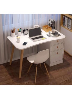 Buy Modern Multi-Functional Home Desk for Computer, Gaming, Writing and Studying with Storage Drawers and Cabinet, White in Saudi Arabia