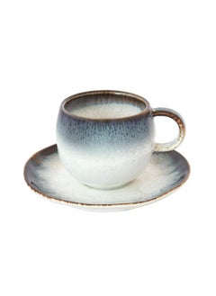 Buy Nuances Porcelain Cup And Saucer, Blue - 120 Ml in UAE