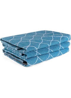 Buy Multi-Purpose Towel Set Of 3 Pcs 50 x 70 cm Turquoise Circles, 100% cotton. in Egypt