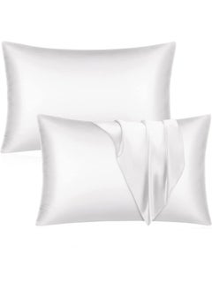 Buy Somer Field - Silk Pillowcases For Hair And Skin 2 Pack Standard Size with Envelope Closure (2 Pcs Pillowcases (50 x 75 cm) (White) in UAE