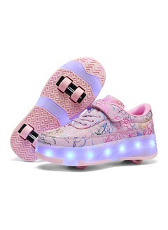 Buy LED Flash Light Sneaker Skate Shoes with Wheels USB Charging Roller Skates Shoes in Saudi Arabia