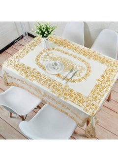 Buy Elegent Design Oval PVC Plastic Oil Water Proof Easy to Clean Dining Tablecloth Bronzing Printed Table Cover Mat Table Runner Cloth 137 x 182 cm in UAE