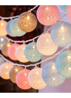 Buy Multicolor Cotton Ball String Lights for Bedroom 3M / 9.84Ft 10 LED Cotton Ball Fairy Lights Battery Powered Cotton Ball Lights Indoor Outdoor Party Decoration LED Light in UAE