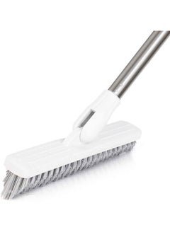 Buy Floor Scrub Brush Bathroom Long Handled Tub Push Broom Shower Tile Grout Scrubber Rotating Indoor Kitchen Scrub Cleaning Brush For Hard To Reach Areas - White in Saudi Arabia