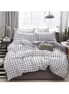 Buy 4-Piece Gorgeous White Checkered Pattern Design Cover Set  Duvet Cover  Quilt Cover 200cm * 230cm in Saudi Arabia