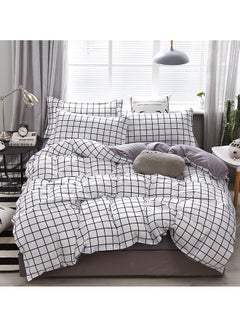 اشتري 4-Piece Gorgeous White Checkered Pattern Design Cover Set  Duvet Cover  Quilt Cover 200cm * 230cm في السعودية