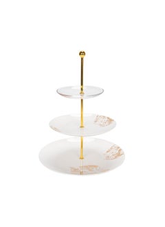 Buy 3 Tiers Porcelain Serving Stand Tropical-Leaf Gold in Saudi Arabia